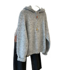 Women's knit hoodie with half zip