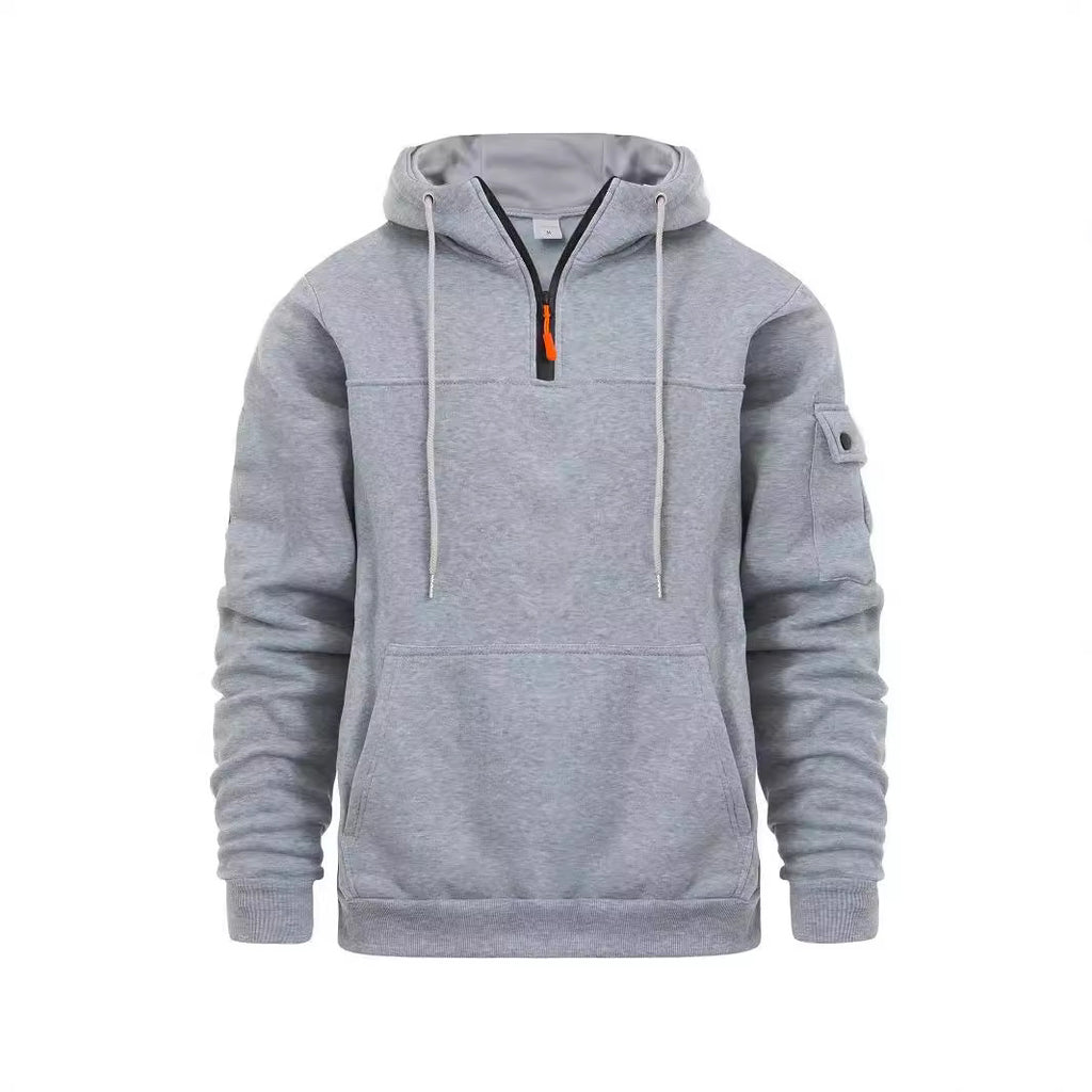 Casual hoodie with half zipper
