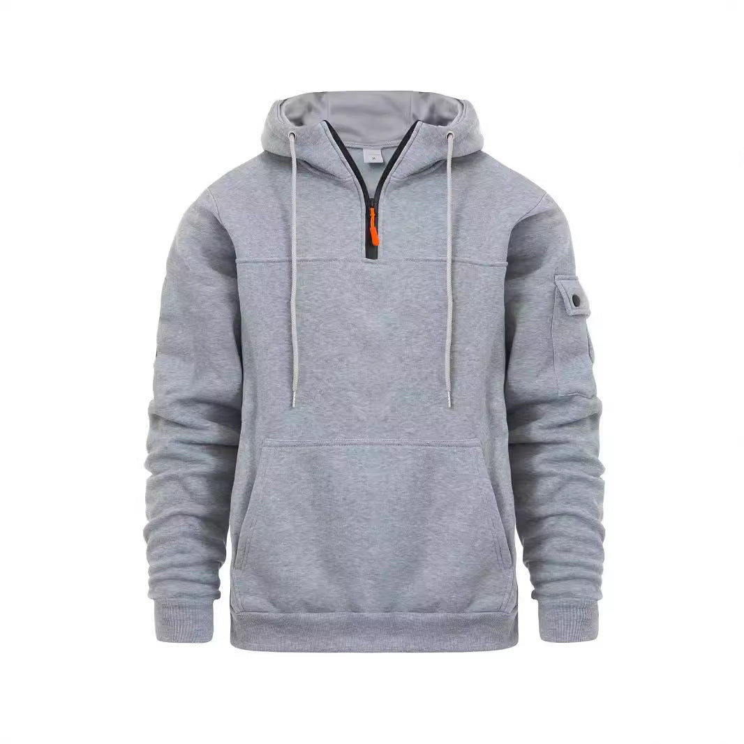Casual hoodie with half zipper
