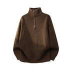 Men's knit sweater with half zipper