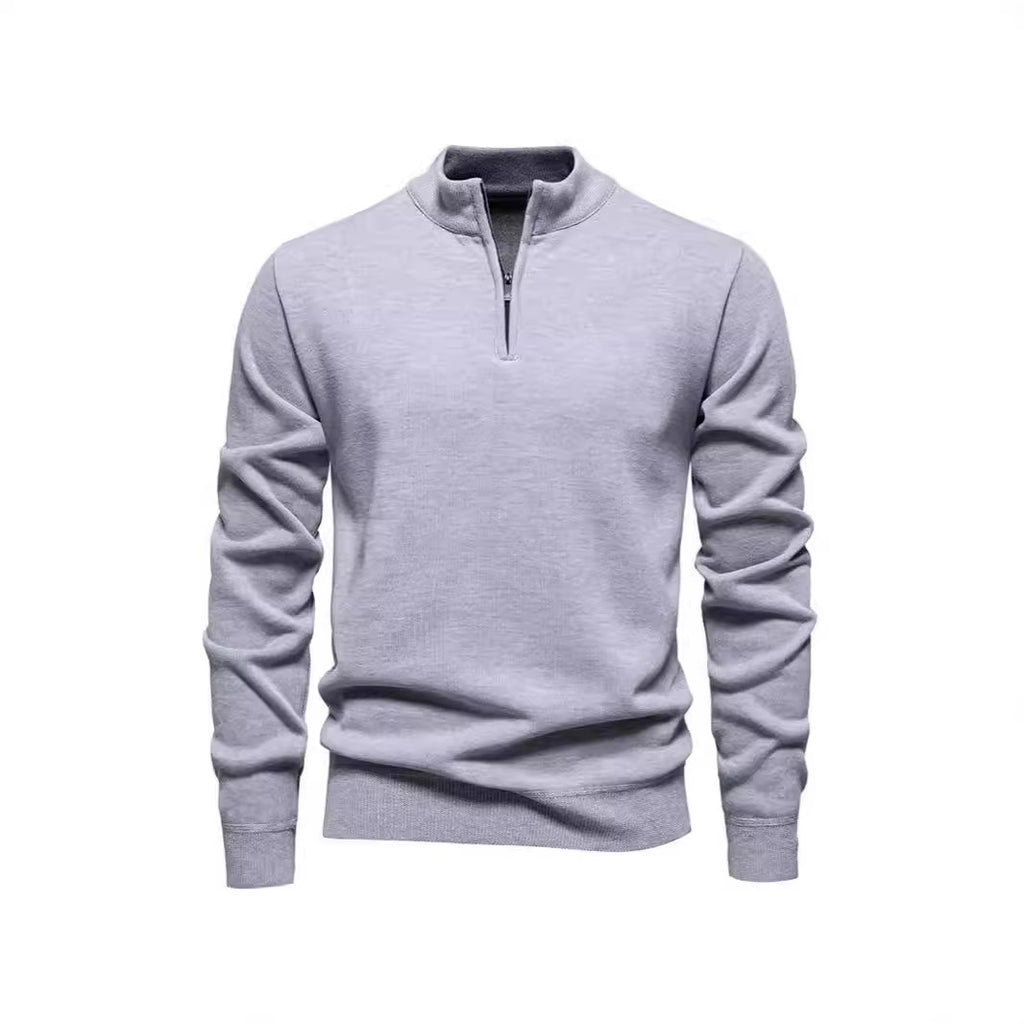 Slimmer knit sweater with stand-up collar and zipper