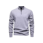 Slimmer knit sweater with stand-up collar and zipper