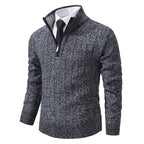Men's knit pullover with zipper and lining