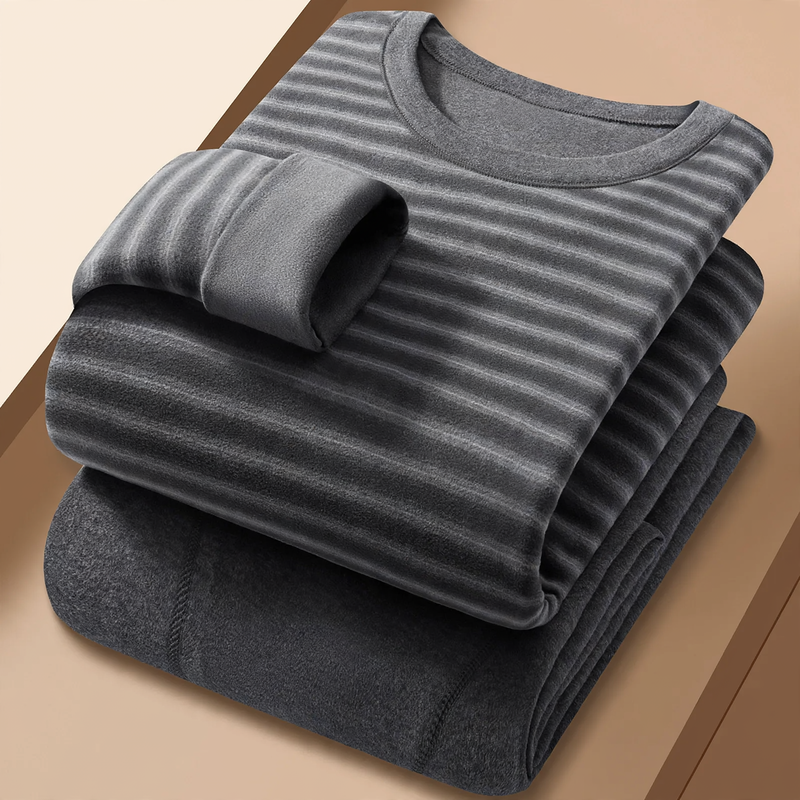 Thermal underwear set, double-sided padded, striped