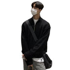 Men's knitted pullover with stand-up collar and half zip