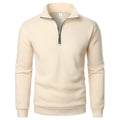 Padded stand collar sweatshirt with quarter zip