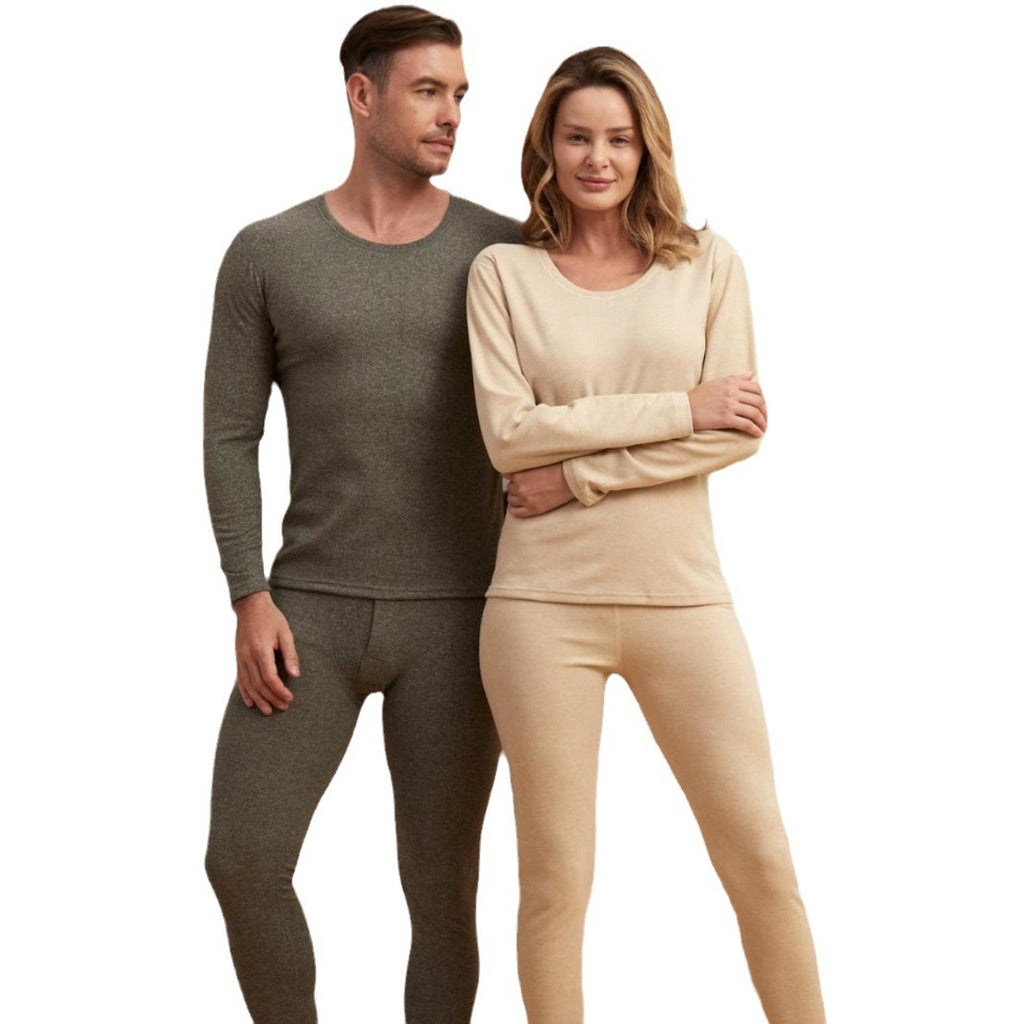 Thermal underwear set for women and men, round neck