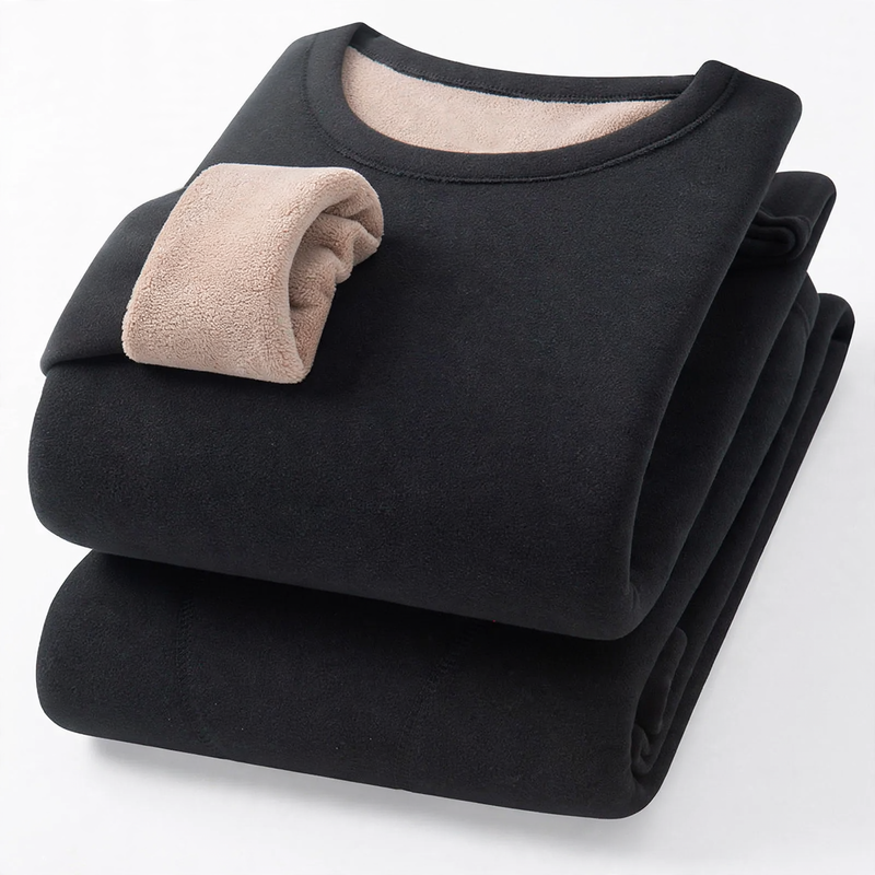 Warm underwear set with round neckline