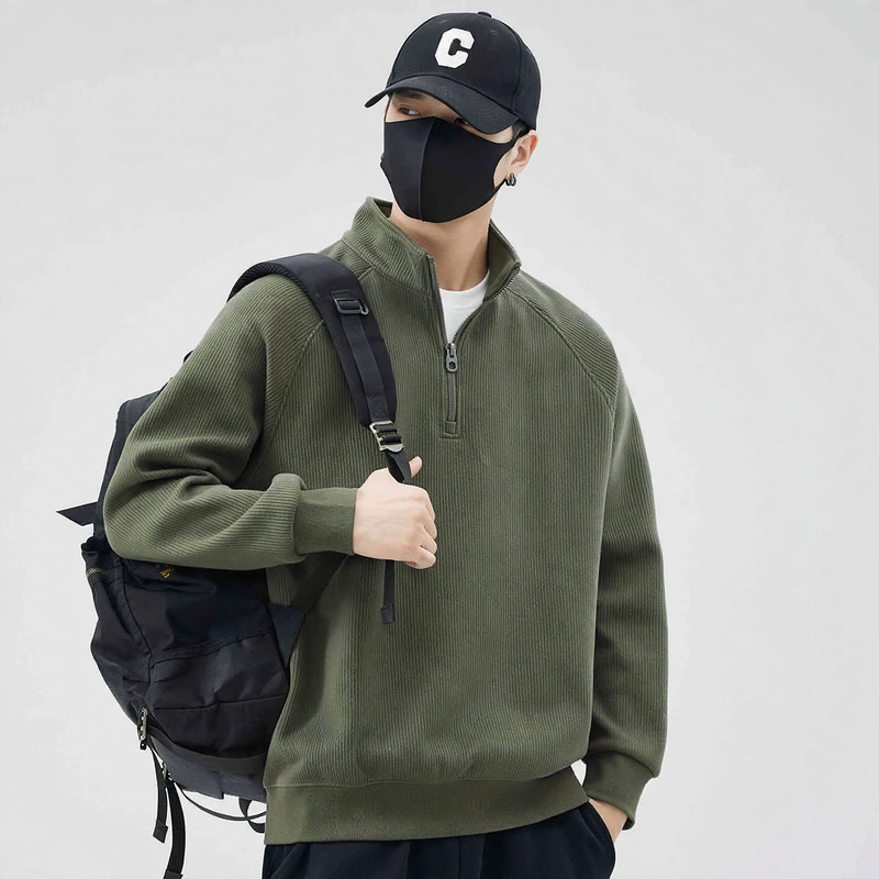 Men's sweatshirt with stand-up collar and lining