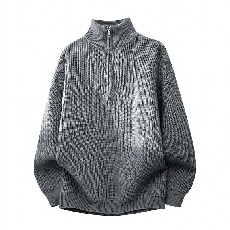 Men's knit sweater with half zipper