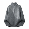 Men's knit sweater with half zipper
