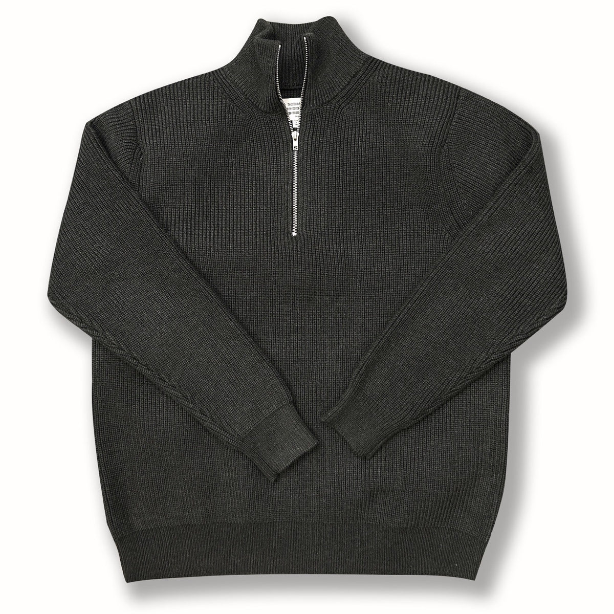 Unisex knitted sweater with zipper and stand-up collar