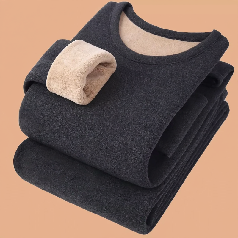 Thermo set for men, brushed, with half-raw or round neck