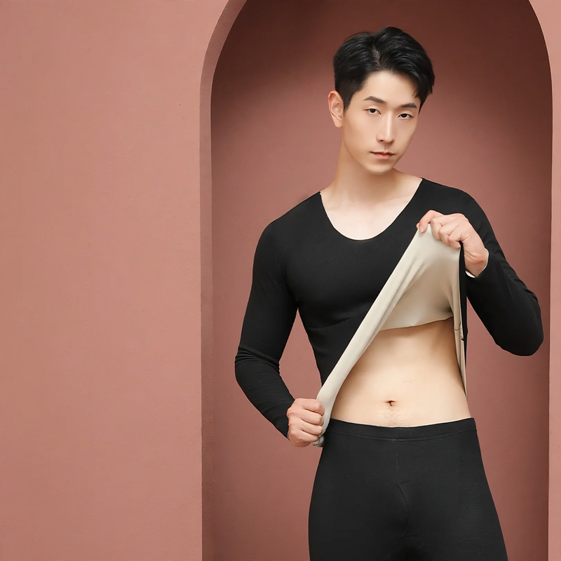 Thermal underwear set with wool and silk content