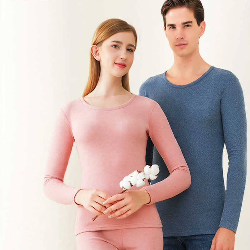 Padded thermal underwear set, round neck