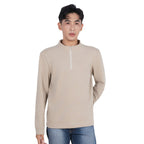 Men's waffle sweatshirt with zipper and lining