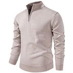 Slimmer knit sweater with stand-up collar and zipper