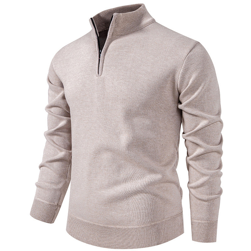 Slimmer knit sweater with stand-up collar and zipper