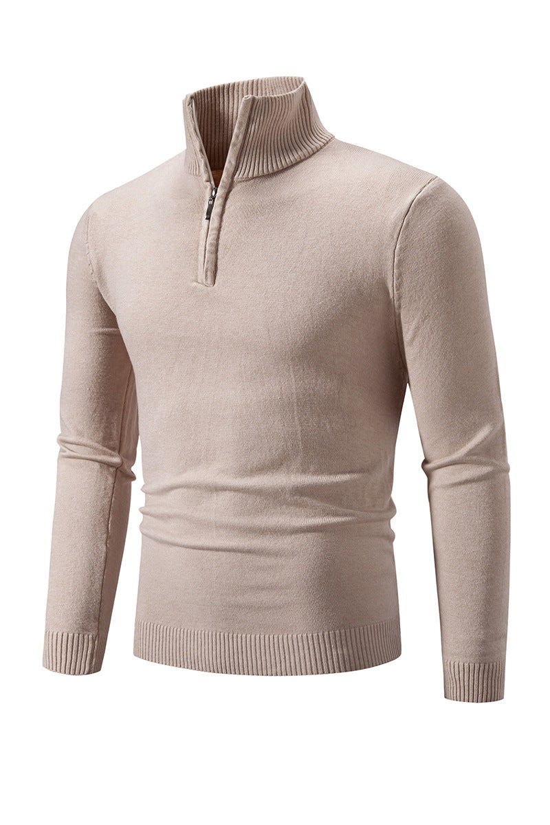 Men's knit sweater with half zipper