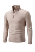 Men's knit sweater with half zipper