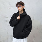 Unisex hoodie with zipper and stand-up collar