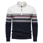 Modern men's knit sweater with stand-up collar