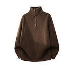Men's knit sweater with half zipper