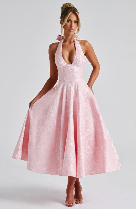 AVALYN – ELEGANT HALTER MIDI DRESS