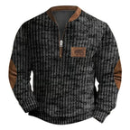 Men's sweatshirt with 3D print and half zipper