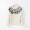 Women's wool sweater with zipper and jacquard pattern