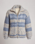 Women Oversize Chunky Knit Sweater with Block Stripes and Stand Collar Fashion Glam