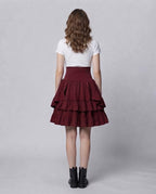 Women Sweet Ruffled Dress with Apron Design and Lacing Details Fashion Glam