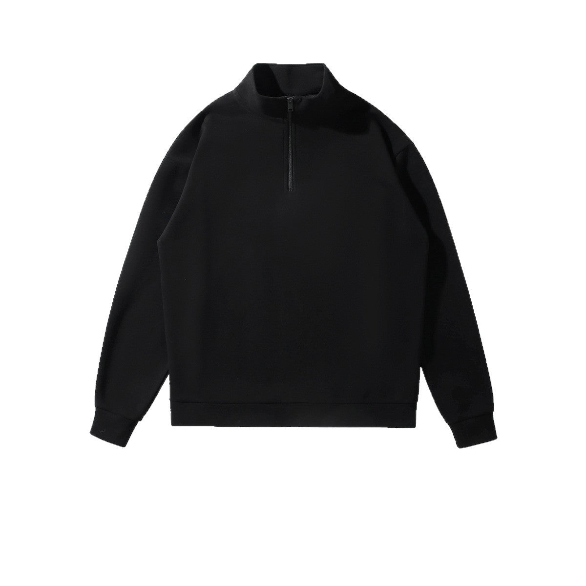 Sweatshirt with high stand-up collar and half zip