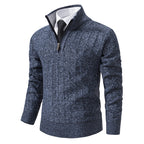 Men's knit pullover with zipper and lining