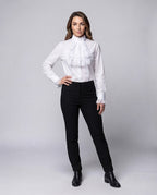 Women Ruffled Blouse with Elegant Sleeve Cuffs Fashion Glam