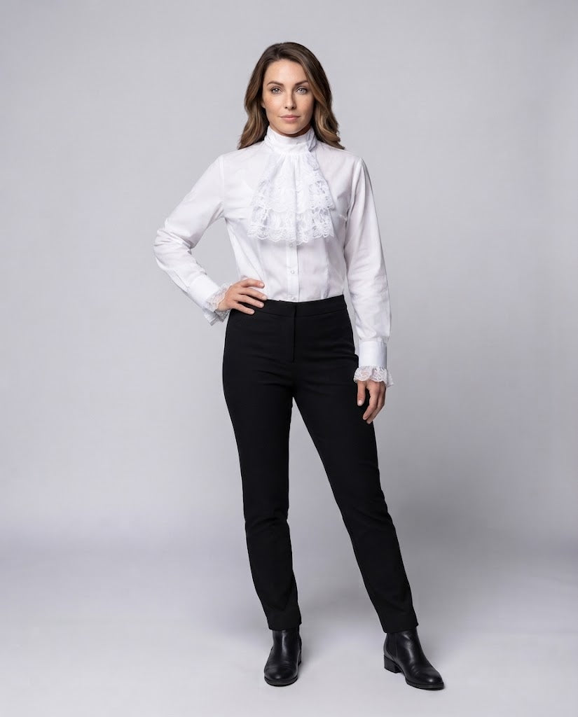 Women Ruffled Blouse with Elegant Sleeve Cuffs Fashion Glam