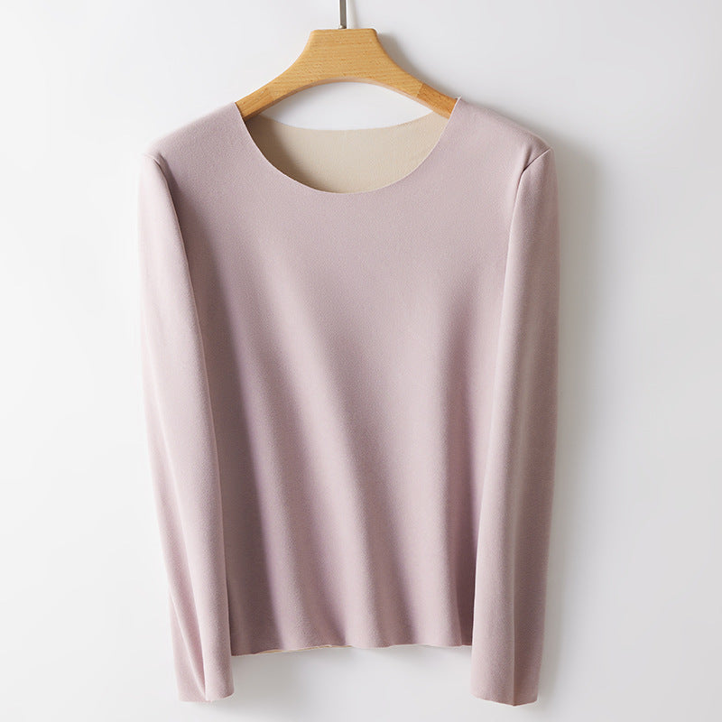 Women's Thermal Long Sleeve Shirt, Round Neck, Warming, Figure-Hugging