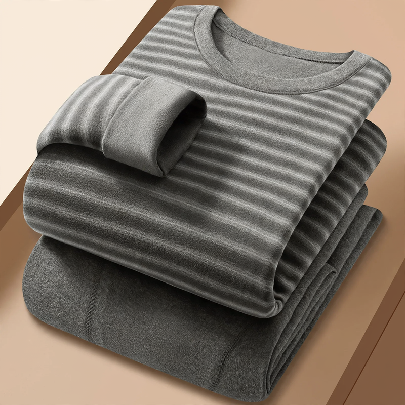Thermal underwear set, double-sided padded, striped