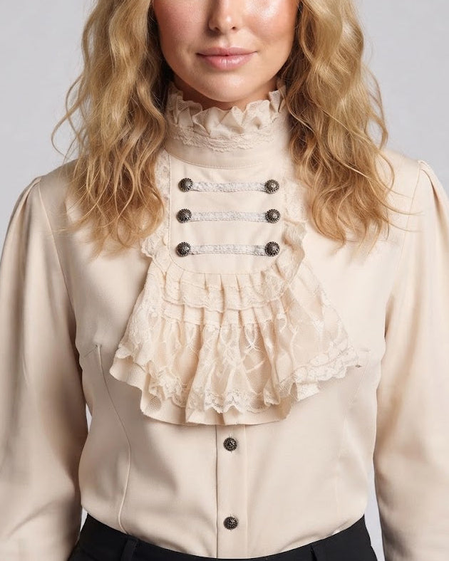 Women's Elegant Ruffle Blouse with High-Quality Lace and Tailored Cut Fashion Glam