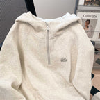 Vintage hoodie with half zipper