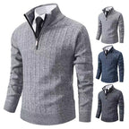 Men's knit pullover with zipper and lining