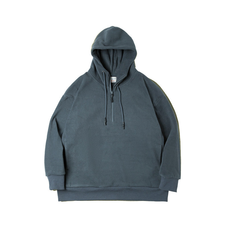 Retro sweatshirt with zipper and fleece lining