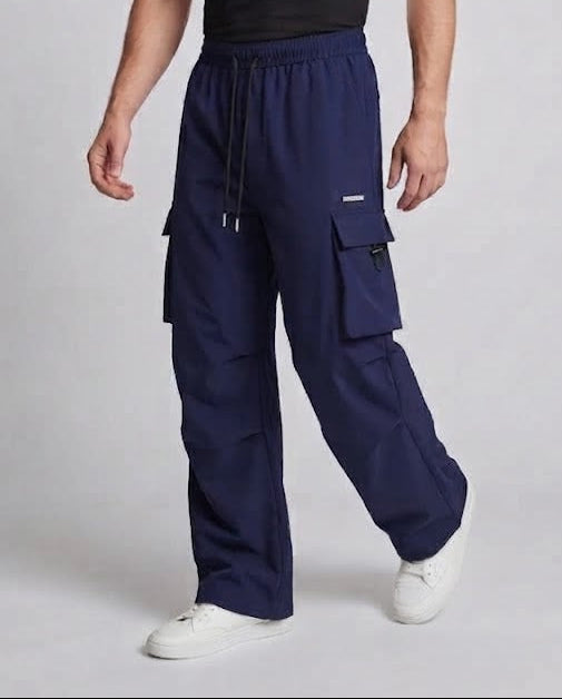 Men's Casual Cargo Baggy Pants with Drawstring Waist, Multifunctional Pockets & Straight Leg Fashion Glam