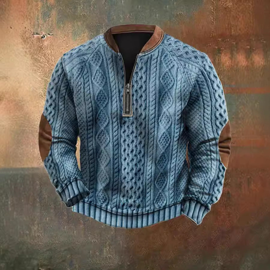 Men's sweatshirt with zipper and 3D print