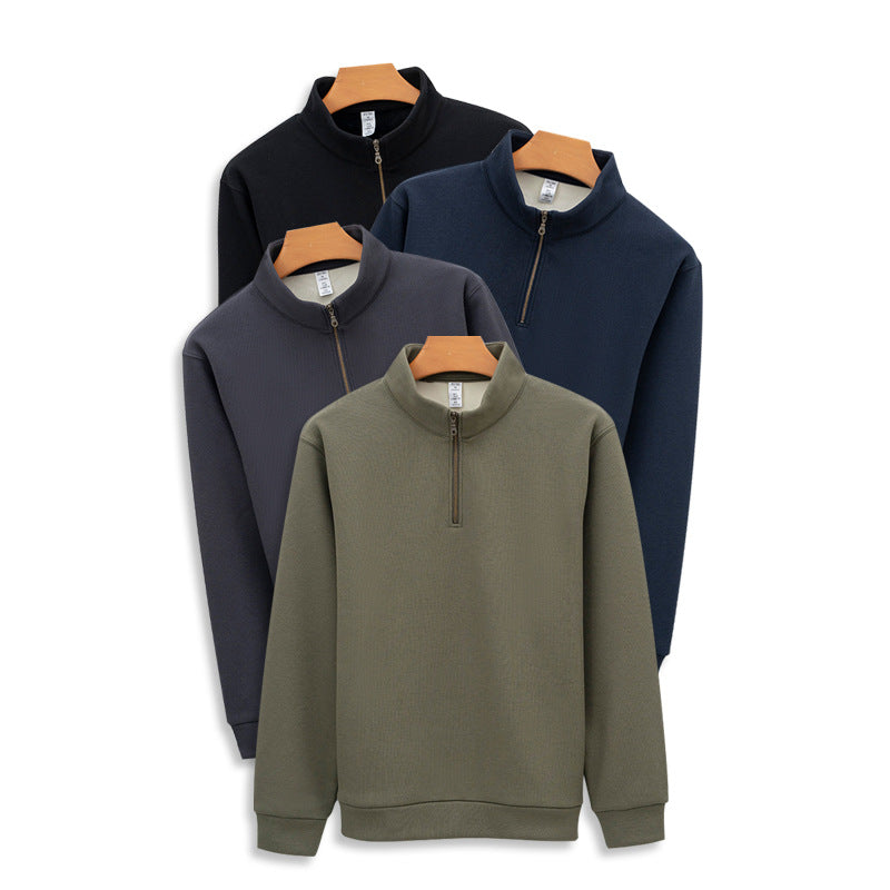 Padded men's sweatshirt with half zipper