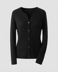 Women Knitted Rib Cardigan with Subtle V-Neck and Button Placket Fashion Glam
