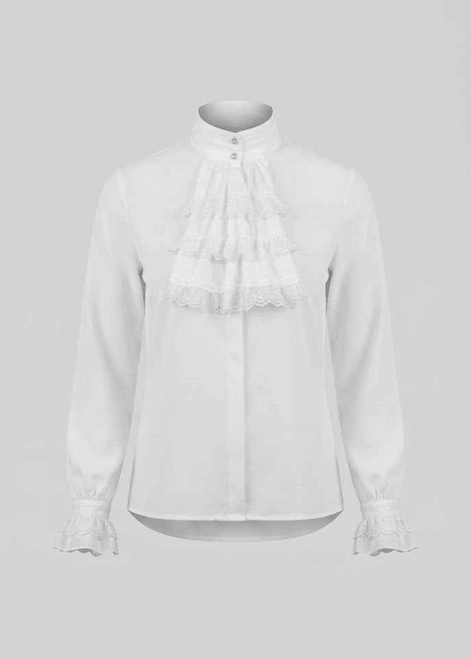 Women's Ruffled Shirt with Elegant Collar Fashion Glam