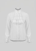 Women's Ruffled Shirt with Elegant Collar Fashion Glam