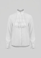 Women's Ruffled Shirt with Elegant Collar Fashion Glam