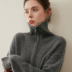 Women's cashmere pullover with zipper